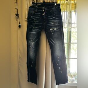 DSQUARED2 Black Distressed Jeans with Colorful Accents - new w/ tags